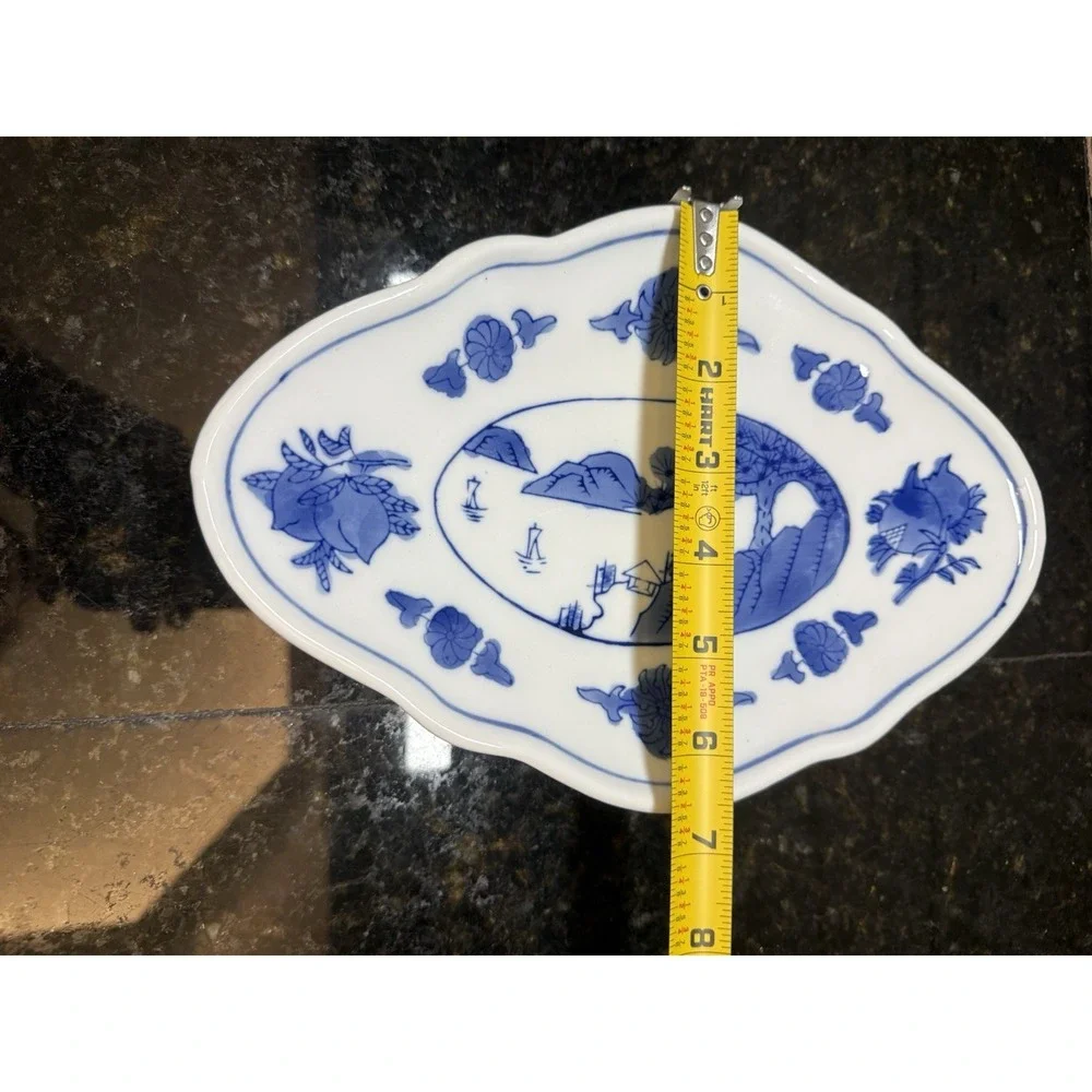 WILLIAMS SONOMA Grande‎ Cuisine Blue White Diamond Pedestal Offering Plates